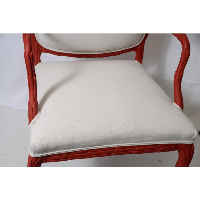 Wood Pair Faux Bois Painted Upholstered Chairs For Sale - Image 7 of 12