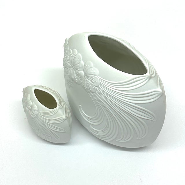 Late 20th Century Matte White Bisque Porcelain Pillow Vases by Kaiser W. Germany - A Pair For Sale - Image 5 of 11
