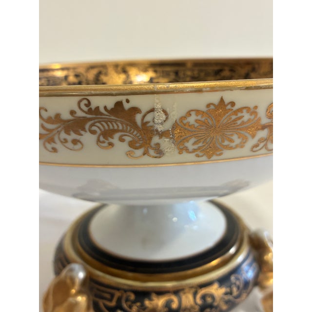 Antique Hand Painted Nippon Two-Piece Centerpiece Bowl With Footed Pedestal Base For Sale - Image 13 of 16