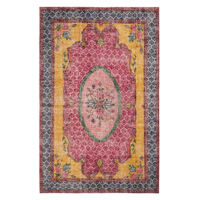 1960s Vintage Hand-Knotted Oushak Rug - 6′8″ × 10′5″ For Sale