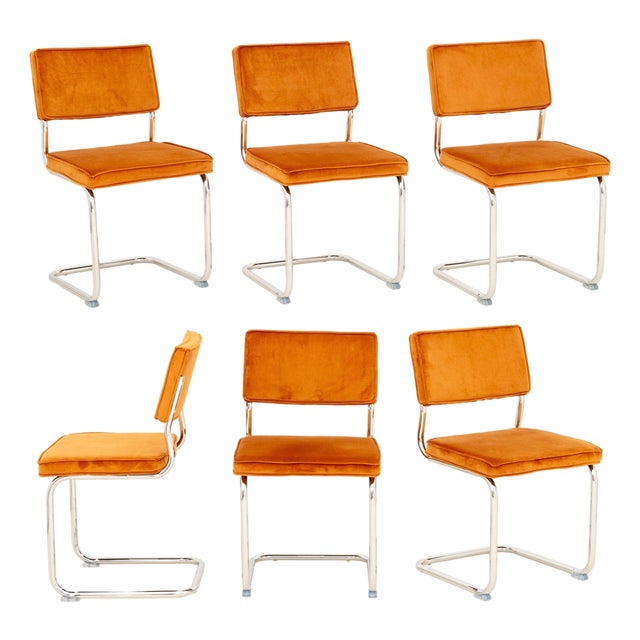Knoll Style Velvet Upholstered Chairs, 6 For Sale