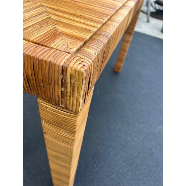 Billy Baldwin Style Wrapped Wicker Console Table With Minimalist Design For Sale - Image 13 of 18