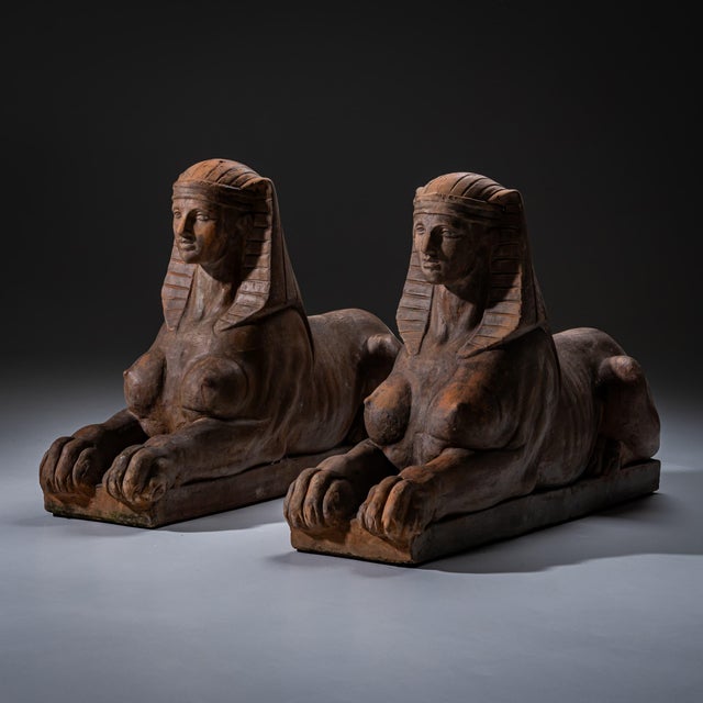 Terracotta Sphinxes, 20th Century, Set of 2 For Sale - Image 12 of 12
