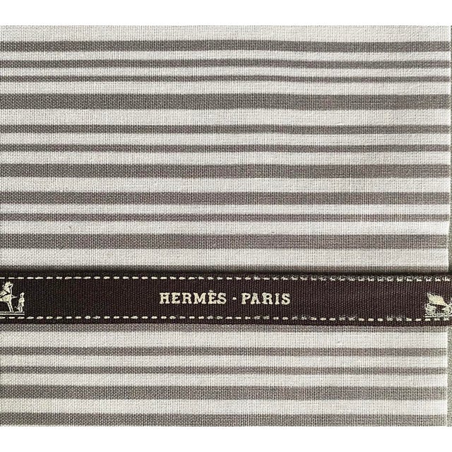 Bespoke Cocktail Napkins (Gray/White With Hermes Brown Ribbon) - Set of 4 For Sale In Washington DC - Image 6 of 6