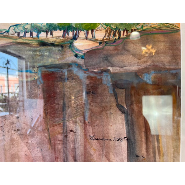 Metal Mary Alice Braukman "Bluffs" Impressionist Watercolor Painting, Framed For Sale - Image 7 of 13
