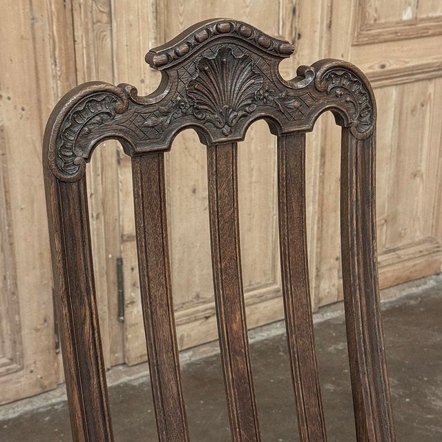 Set of 6 Antique Country French Liègeois Hand Carved Oak Dining Chairs With Needlepoint Tapestry For Sale - Image 14 of 17
