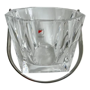 Vintage Colle Crystal Rombi Ice Bucket With Stainless Steel Handle