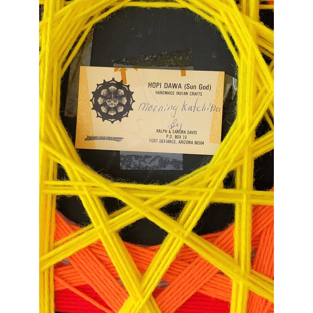 Turquoise Vintage Ojo De Dios Hopi Hopk Dawa (Sun God) Signature Affixed For Sale - Image 8 of 10