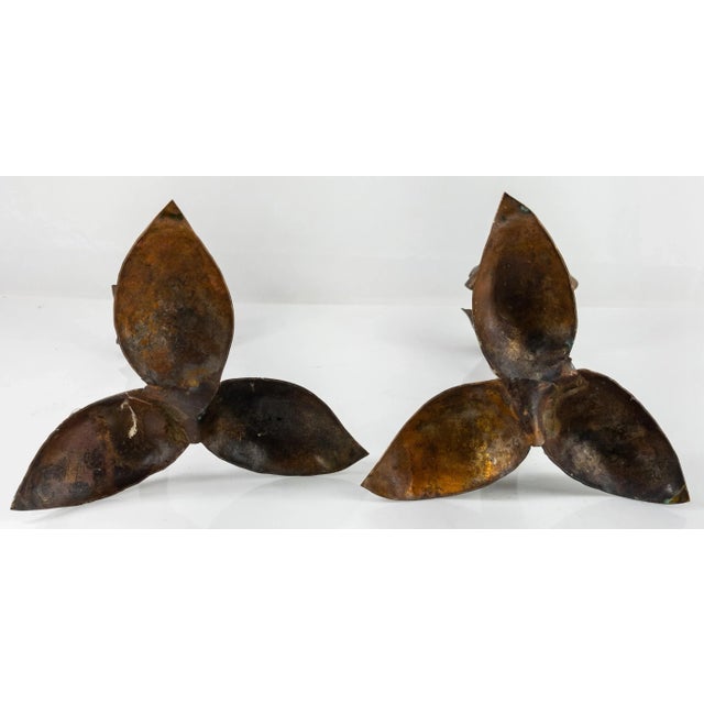Arts and Crafts Brutalist Copper Floral Candlesticks - a Pair For Sale In New York - Image 6 of 7
