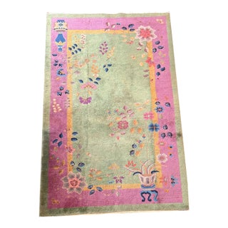 A Must See Antique 4' X 7' Art Deco Chinese Rug Circa 1920 For Sale