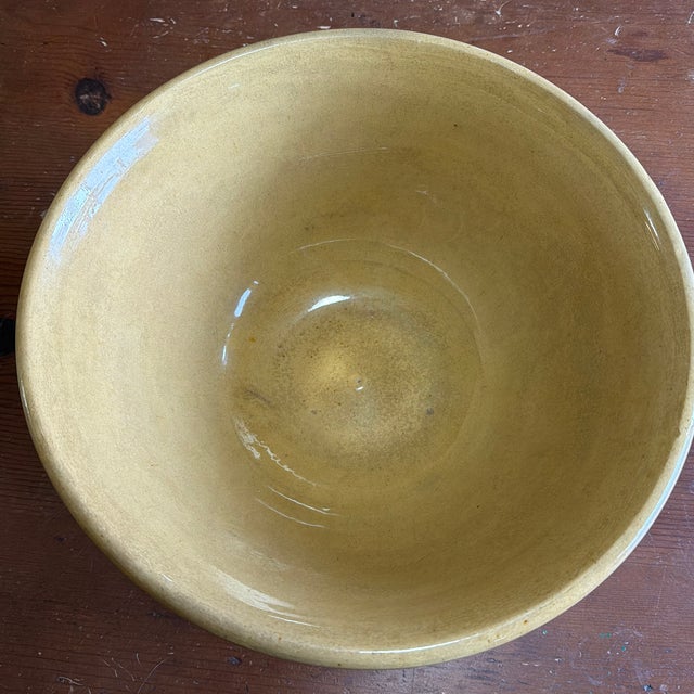 Antique Farmhouse Yellowware Large Mixing Bowl, With Brown and Cream Banding, Circa 1850's For Sale - Image 10 of 12