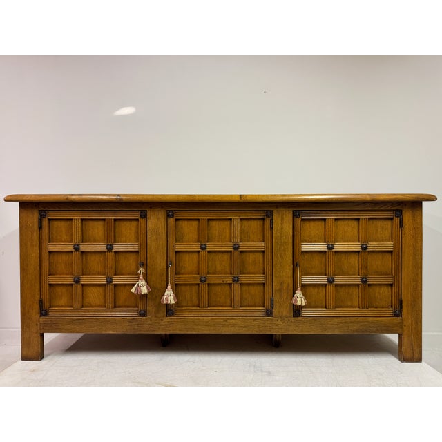Brown Spanish Style Brutalist Oak Sideboard with Lattice Front, 1960s For Sale - Image 8 of 13