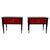 Italian Art Deco Nightstands in Red Parchment and Black Lacquer, 1950s, Set of 2 For Sale - Image 9 of 9