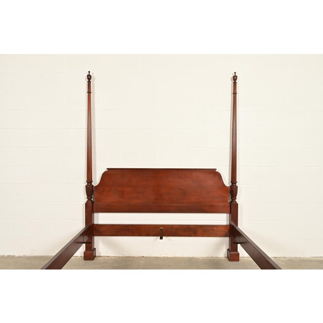 Wood Baker Furniture Georgian Carved Mahogany Queen Size Poster Bed For Sale - Image 7 of 12