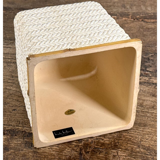 Late 20th Century Nicole Miller Faux Woven Bamboo & Rattan Tissue Box Cover / Holder For Sale - Image 5 of 7