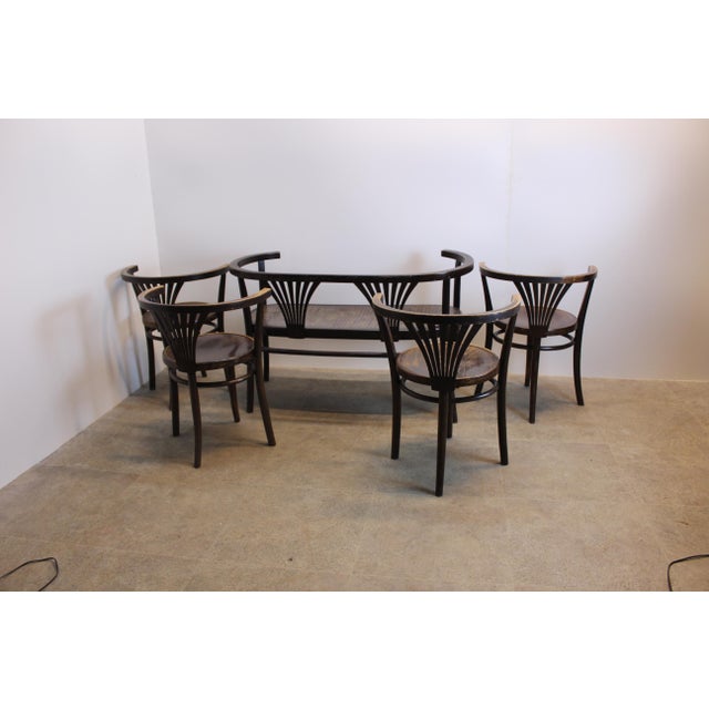 Bentwood Seating Group with Armchairs and Two-Seater Sofa from Thonet, 1920s, Set of 5, in Very Good conditions. Designed...