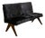 Mid-Century French Wooden & Brown Pony Hair Public Bench Sofa from Pierre Jeanneret, Chandigarh, India, 1950s For Sale