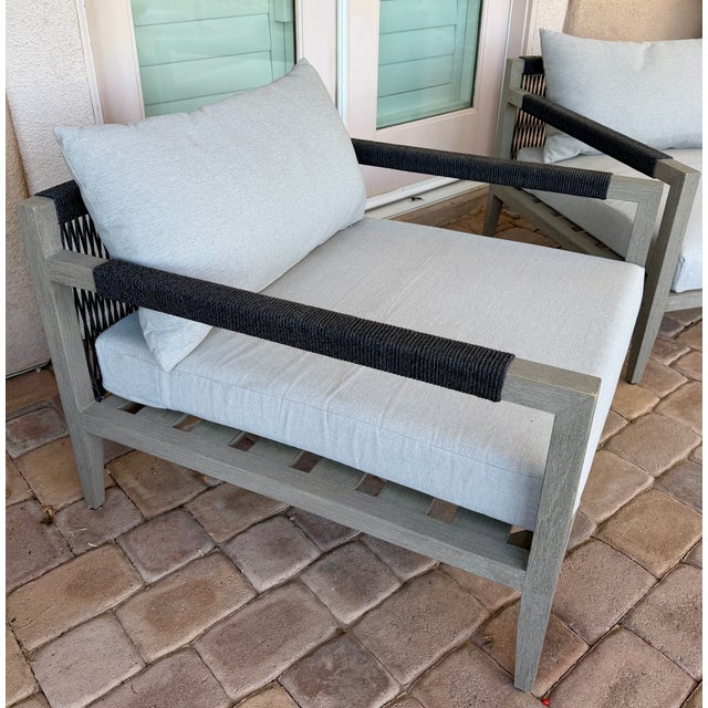 Four Hands Outdoor Accent Chairs [Set of 2] Stone Gray Excellent Condition For Sale - Image 4 of 4