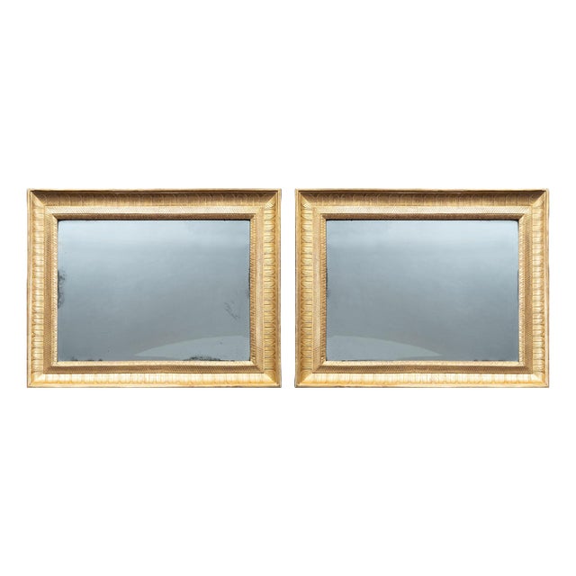 Antique Neapolitan Empire Style Mirrors in Carved Wood & 24 Karat Gilt, Early 19th Century, Set of 2 For Sale