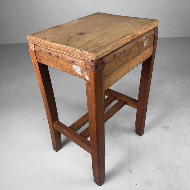 Minimalist Japanese Wooden Stool, 1930s For Sale - Image 10 of 15