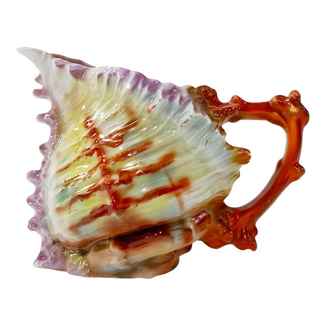 Antique Royal Beyreuth Porcelain Spikey Shell Creamer For Sale