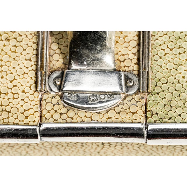 1900 - 1909 English Edwardian Antique Shagreen Leather Sterling Silver Cigar Box Tobacciana For Sale - Image 5 of 16