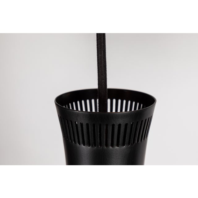 1950s Mauri Almari Perforated Black Metal Pendant for Idman Oy Finland For Sale In Los Angeles - Image 6 of 12