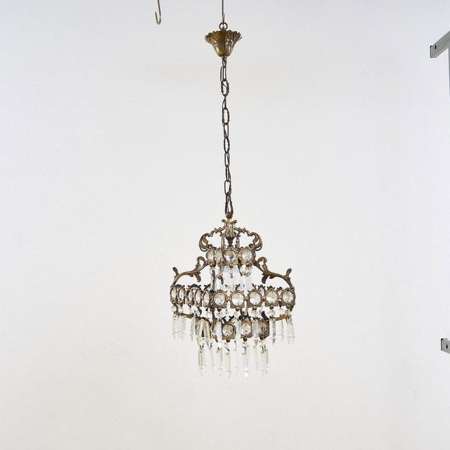 1930s Metal and Glass Chandelier For Sale - Image 10 of 10