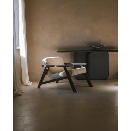 Wood Dark Black Oak and Alpaca Soft Beige Wool Chair by Dennis Kaiser For Sale - Image 7 of 8