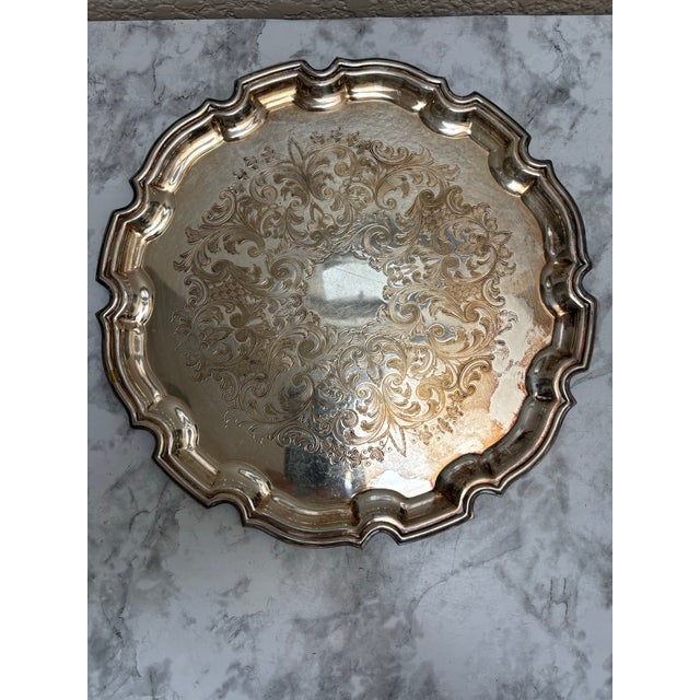 Midcentury Assorted Set of English Silver Trays, Set of Three For Sale - Image 10 of 14