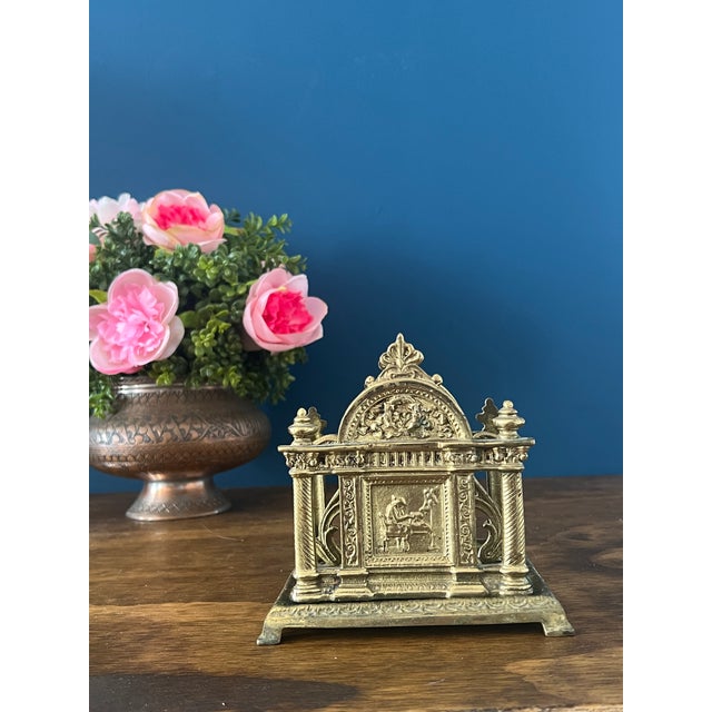 A beautifully decorated in the Neoclassical style Victorian letter holder with two compartments divided by an ornate...