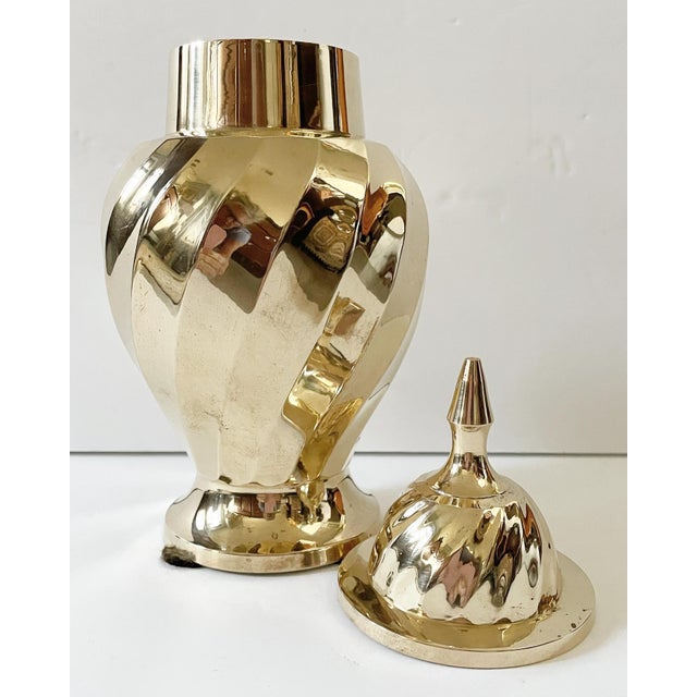 American Vintage Solid Brass Ginger Jar For Sale - Image 3 of 6