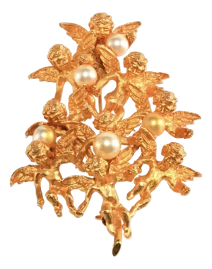 Vintage Cadoro Angel Christmas Tree Pin