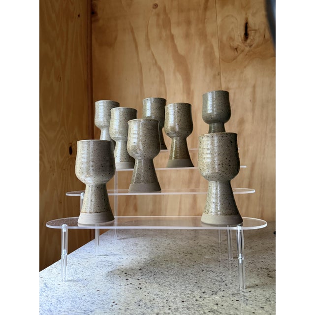Ceramic Handmade Speckled Stoneware Goblets, Set of 8 For Sale - Image 7 of 18