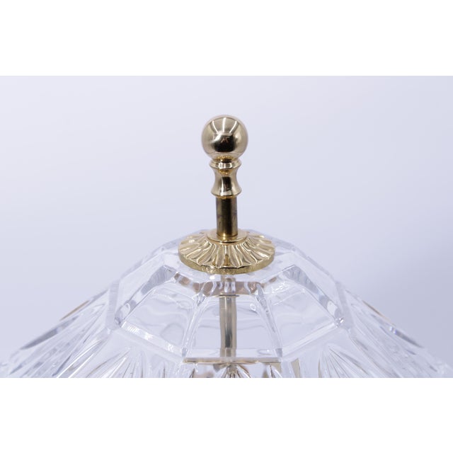 1990s 1990s Waterford Crystal Shade Brass Table Lamp For Sale - Image 5 of 12