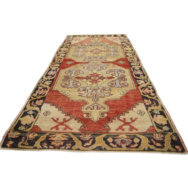 Jacobean Vintage Turkish Oushak Hallway Runner - 03'10 X 08'07 For Sale - Image 3 of 7