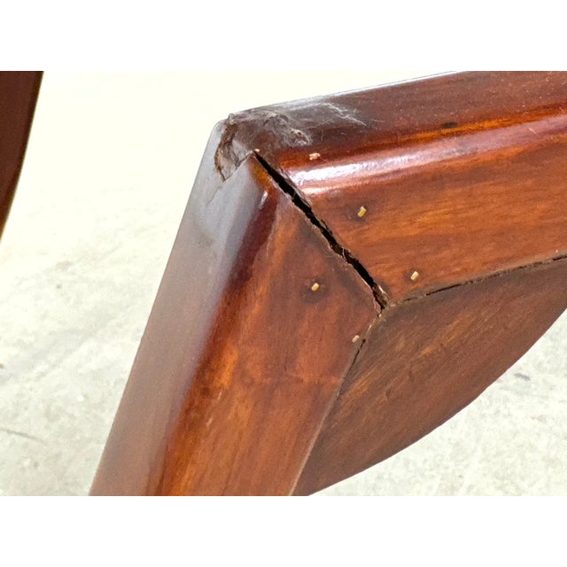 Late 20th Century Gio Ponti Style Italian Modern Bench With Sculptural Wood Base and Brass Accents For Sale - Image 9 of 13