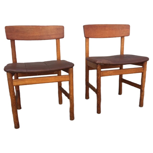 Oak BM 236 Side Chairs by Børge Mogensen for Fredericia, 1950s, Set of 2 For Sale