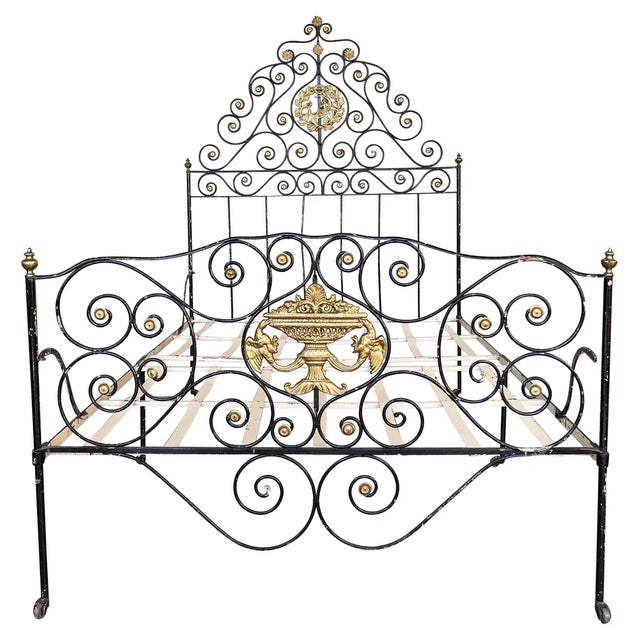 Large Black and Golden Iron & Bronze Full Bed, Early 19th Century For Sale - Image 13 of 13