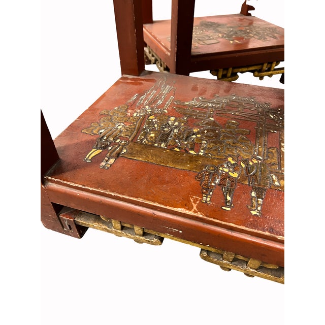 Wood 1950s A Pair of Porcelain, Lacquered Wood Side Tables For Sale - Image 7 of 7