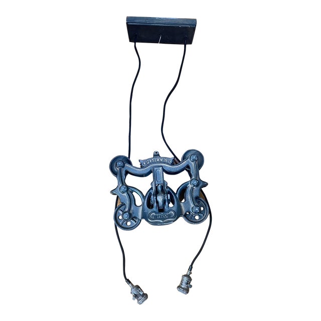 2000s Restoration Hardware Porter Pulley Pendant Light For Sale