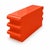 Postmodern Orange Lacquered Bullnose Dresser, featuring six drawers and chic gold accents. This dresser showcases a sleek...