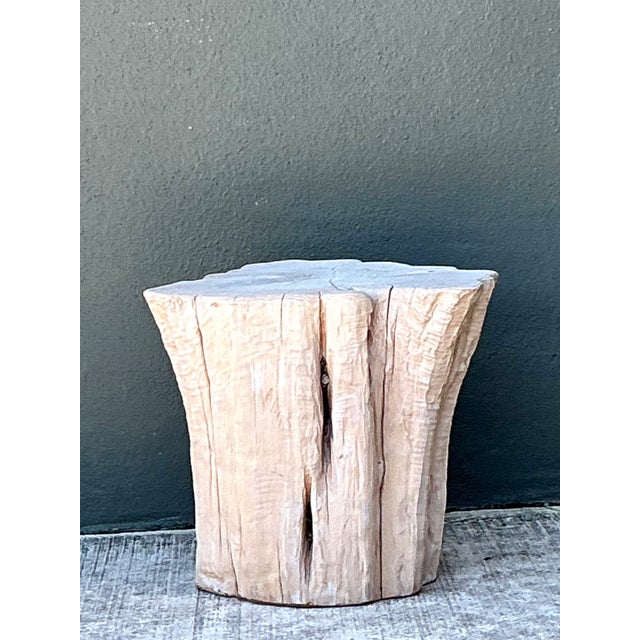 Vintage Natural Wood Stump Accent Table For Sale In West Palm - Image 6 of 12