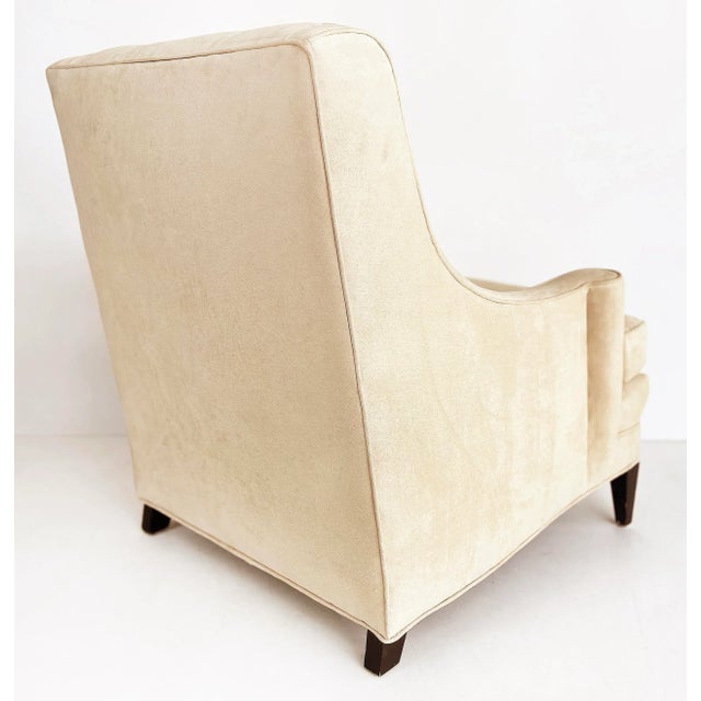 1940s Mid-Century Modern Club Chairs, Ultrasuede Upholstery, Loose Seat Cushions For Sale - Image 10 of 11