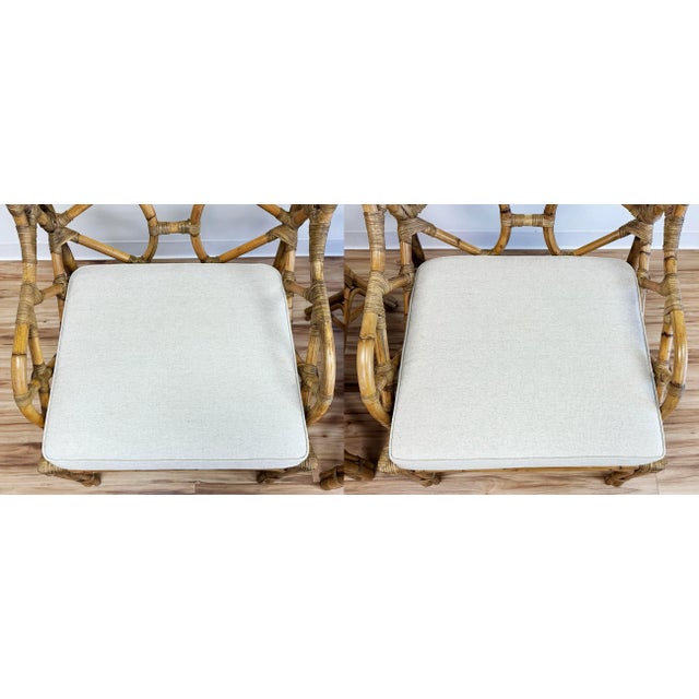 Rattan Fretwork Wingback Chairs, a Pair For Sale - Image 9 of 13