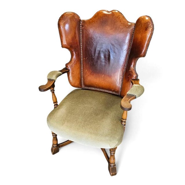 Leather and Oak F 297 Wing Chair by Theo Ruth for Artifort, 1949 For Sale - Image 9 of 10