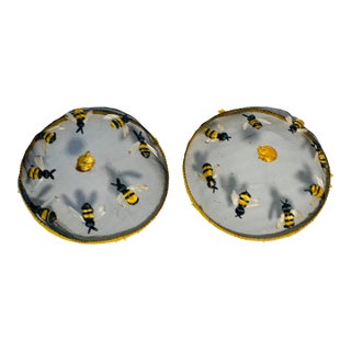 1960s Net Food Covers Pair Decorated With Bees For Sale
