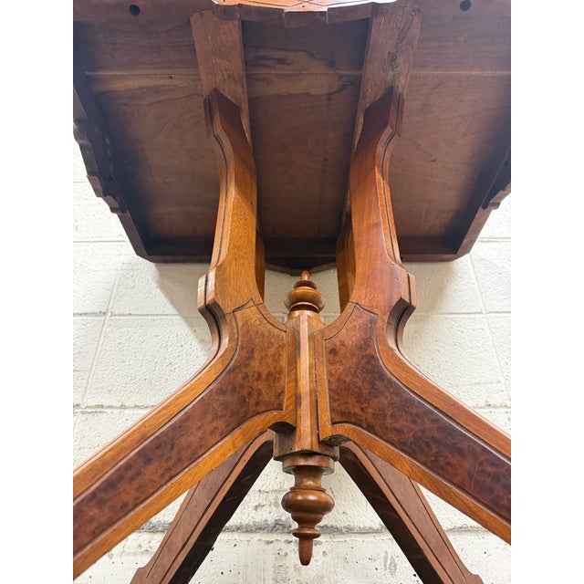 Antique Late 19th Century Victorian Eastlake Walnut Parlor Table For Sale - Image 10 of 11