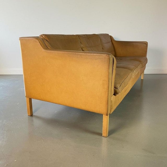 Animal Skin Camel Leather 3-Seater Sofa from Stouby, 1970s For Sale - Image 7 of 12