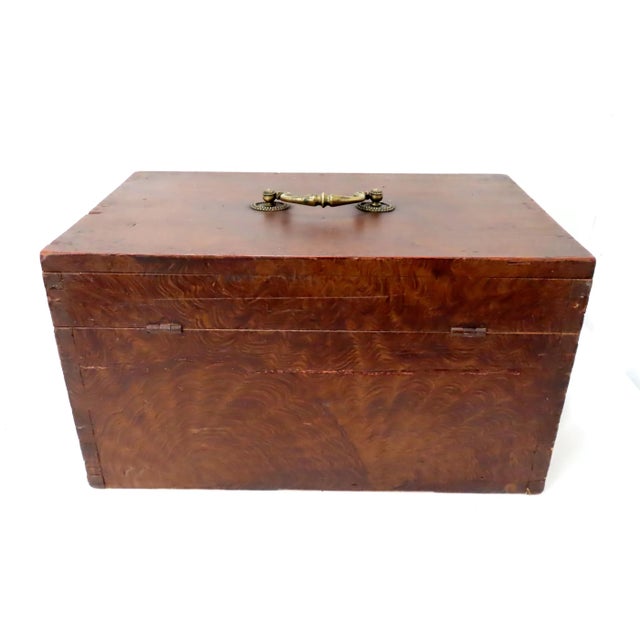 Mid 19th Century Antique Faux Burl Mahogany Grain Painted Document Box For Sale In Boston - Image 6 of 13